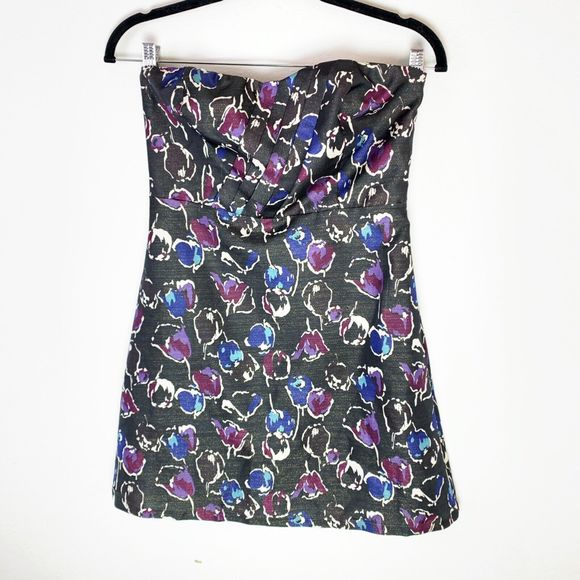 American Eagle Strapless Mini Party Cocktail Dress Size 2 Shimmery Floral XS - Picture 1 of 5
